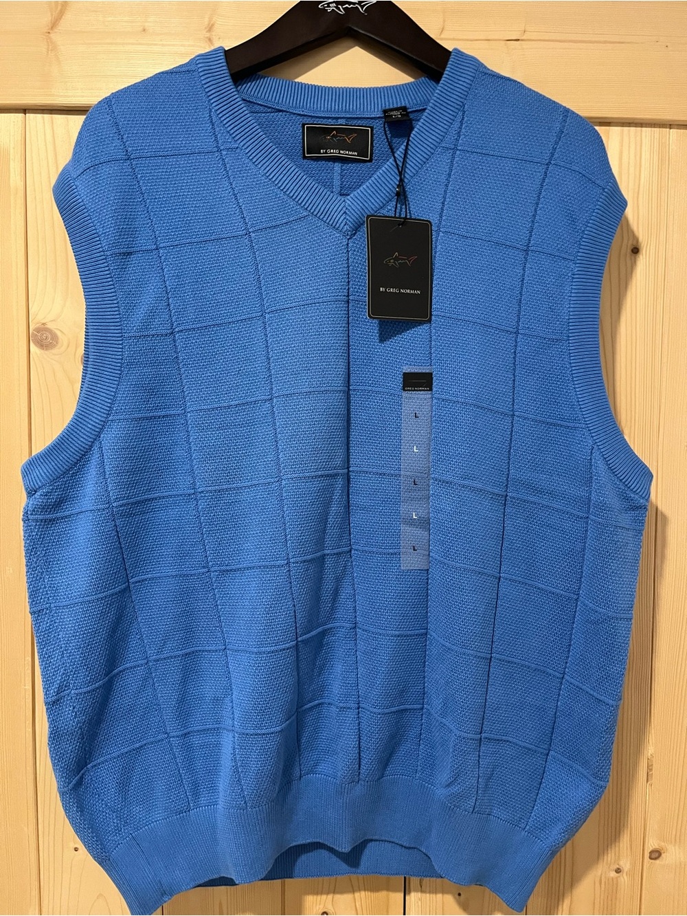 Greg Norman Collection Men’s Blue V-Neck Knit Sweater Vest Large NWT 🦈 ⛳️